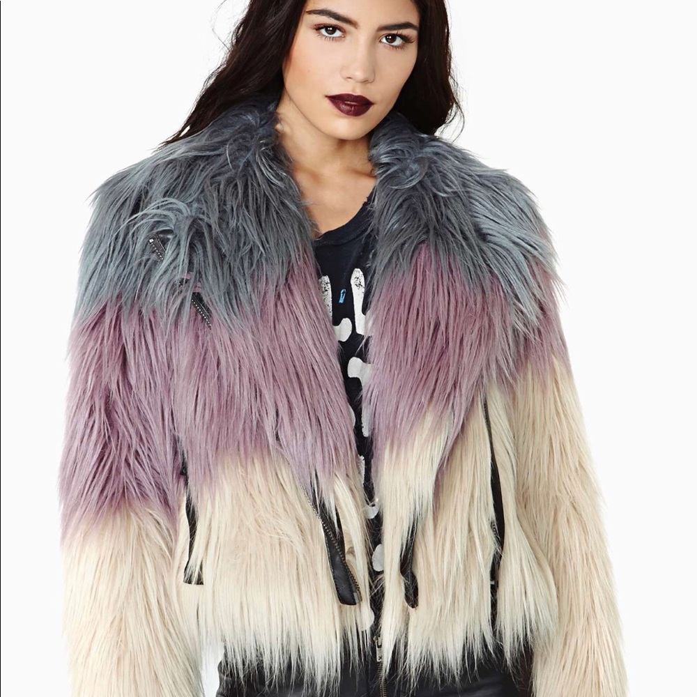 NWT Chaser Brand Ombré Faux Fur Leather Jacket XS